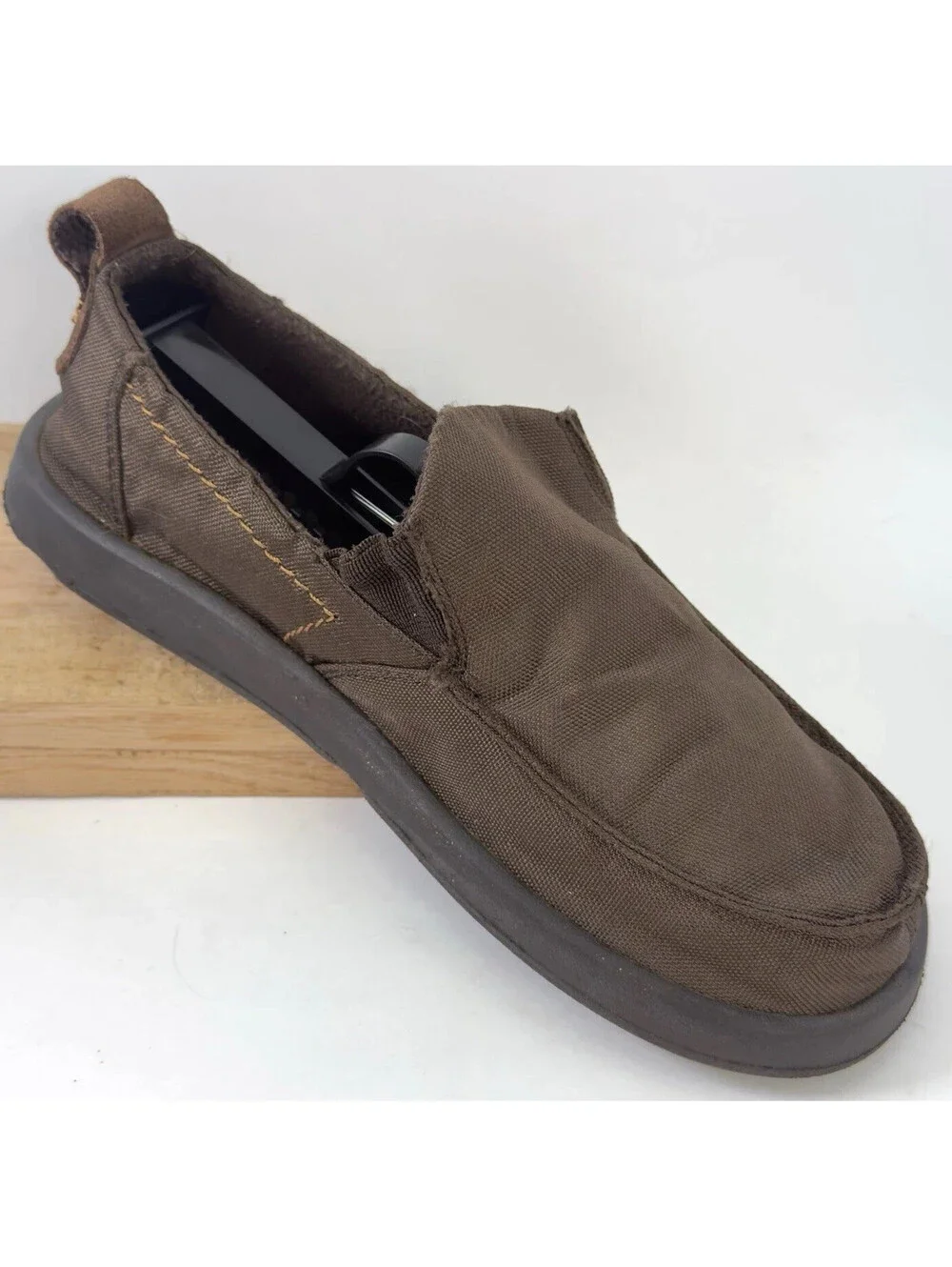 Sanuk Sidewalk Surfer Slip On Shoes Men 7 Brown Canvas Casual Loafers Comfort